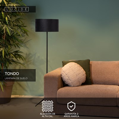 Lucide TONDO - Lámpara de suelo - Ø 38 cm - 1xE27 - Negro